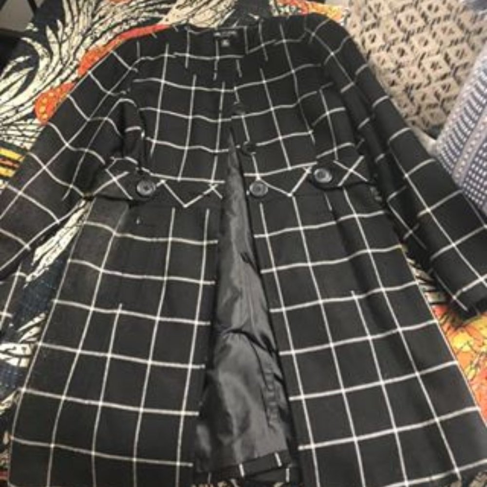 Black and White Check Overcoat